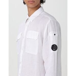 C.P. Company Mens 2XL White Long Sleeve Button Front Shirt 100% Linen Lens
